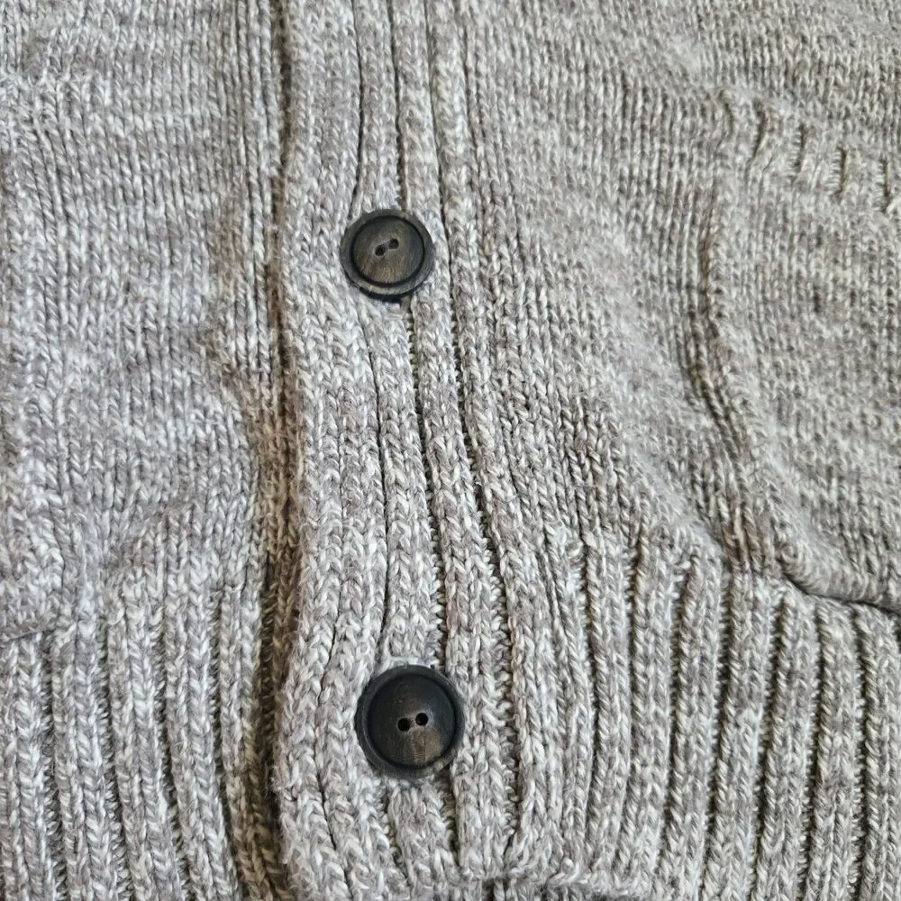 Vintage Polo RL & Co Men's XL Oatmeal Chunky Knit Shawl Collar Cardigan Sweater